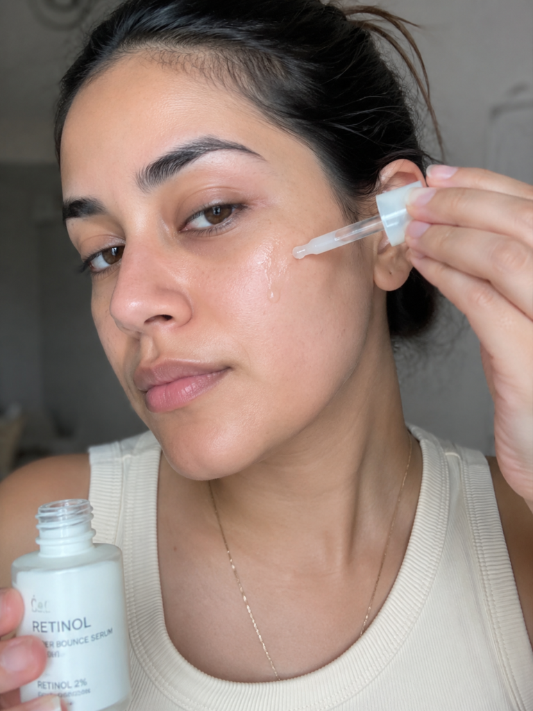 a-woman- applying- retinol