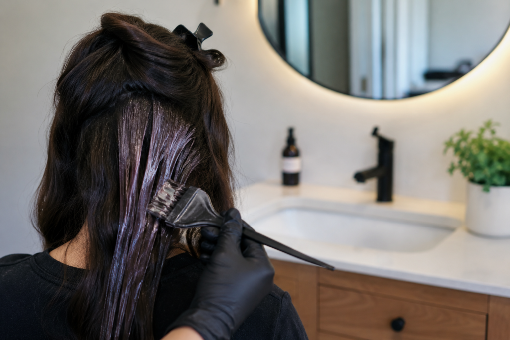 Toning hair colour before dying