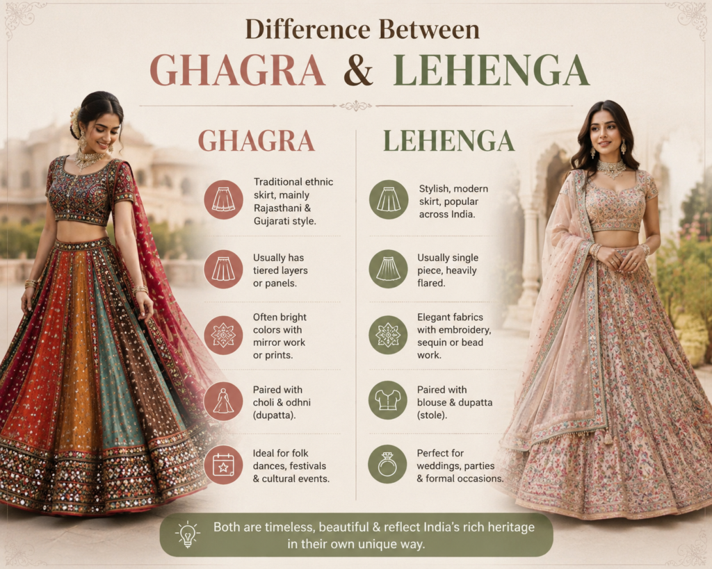 difference-between-ghagra-and-lehenga